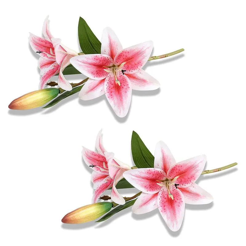 Lilium Roose Silk Artificial Flower Sticks - Pink media 3