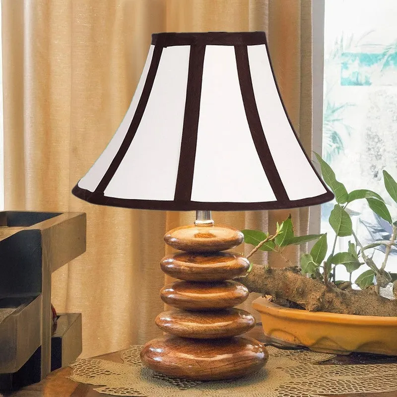 Lunorix Cotton Table Lamp With Wooden Base - White media 4