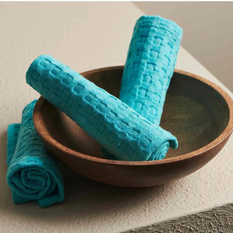 Alyssa Pebble Textured Waffle Towel Combo (Aqua) - Four Piece Set media 4