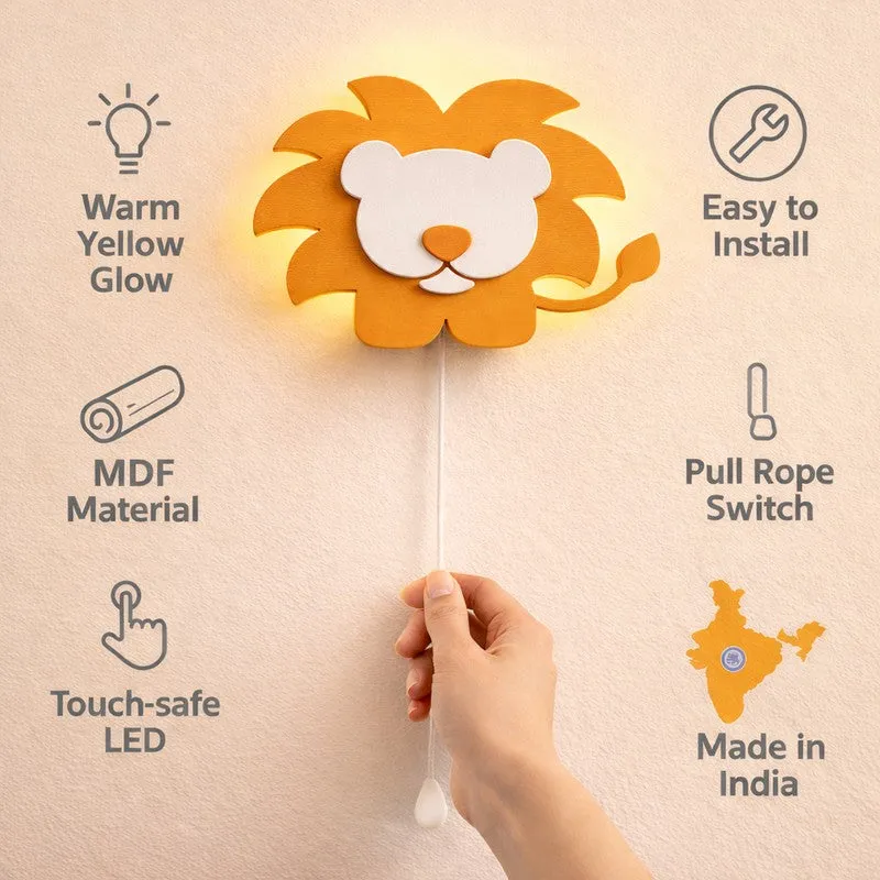 Silenor Lion Battery Operated MDF Wall Lamp - Orange media 8