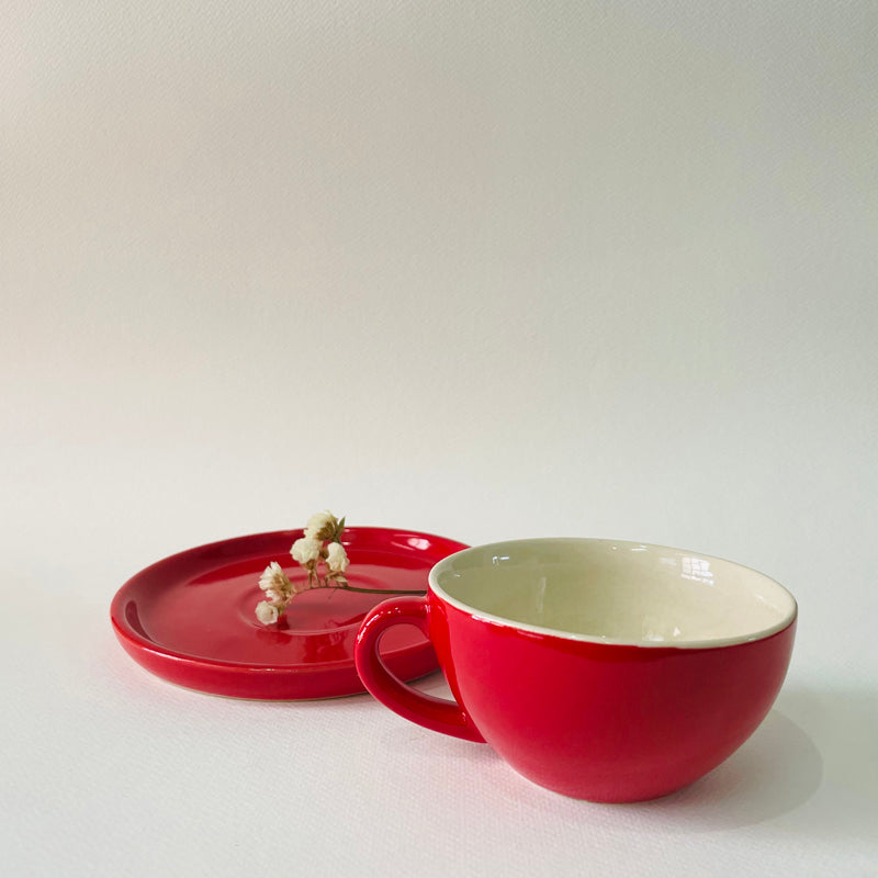 Cedar Ceramic Cup & Saucer (300 mL) - Red media 3
