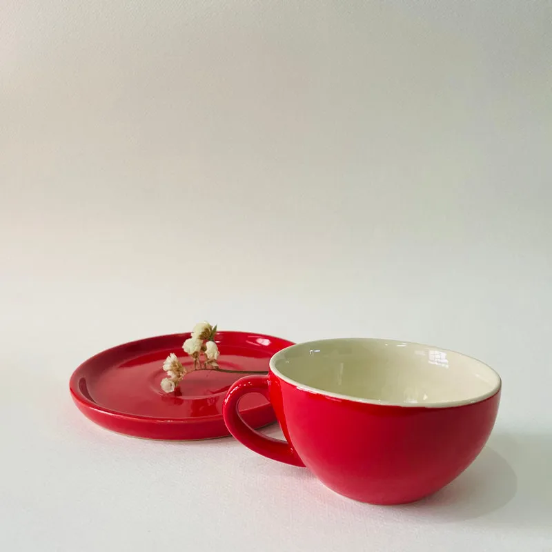 Cedar Ceramic Cup & Saucer (300 mL) - Red media 3