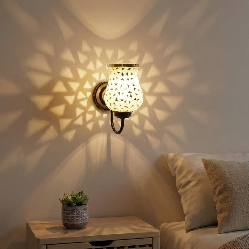 Scattered Bloom Glass Wall Lamp - White,Silver