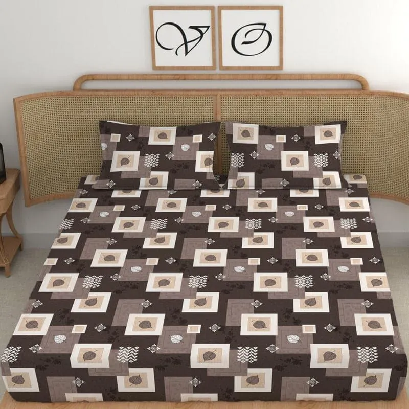 Thelma Printed Microfiber Bedsheet (Brown) - 180 GSM media 4