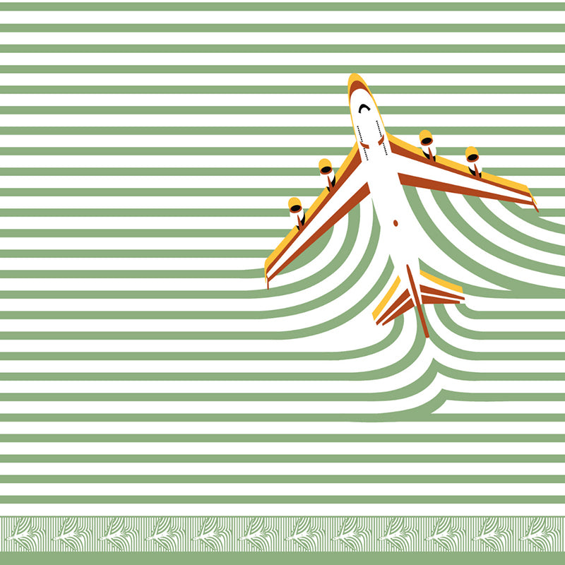Illusion Stripey Flight Cotton Bedsheet (Green) - 200 TC media 3