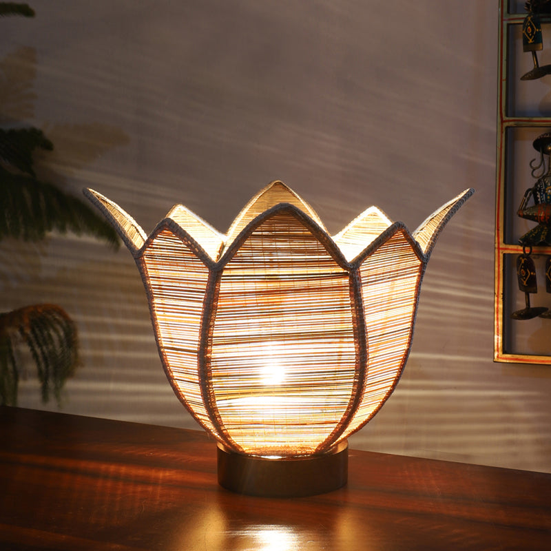 Glowen Bamboo Petal Curve Table Lamp - Beige
