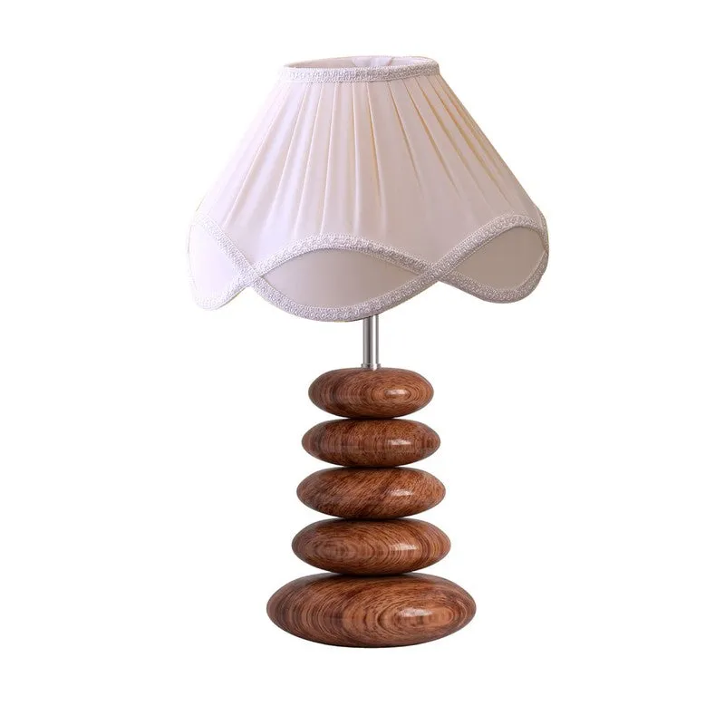 Raelynn Cotton Table Lamp With Wooden Base - Ivory media 5