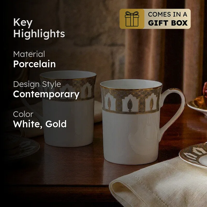 Gilded Chinar Classic 24k Gold Brushed Porcelain Coffee Mug (300 mL Each) - Set Of Six media 2