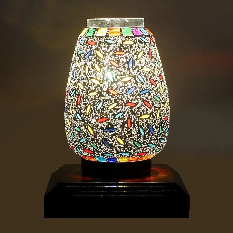 Illumix Glass Table Lamp With Wooden Base - Multicolor media 7
