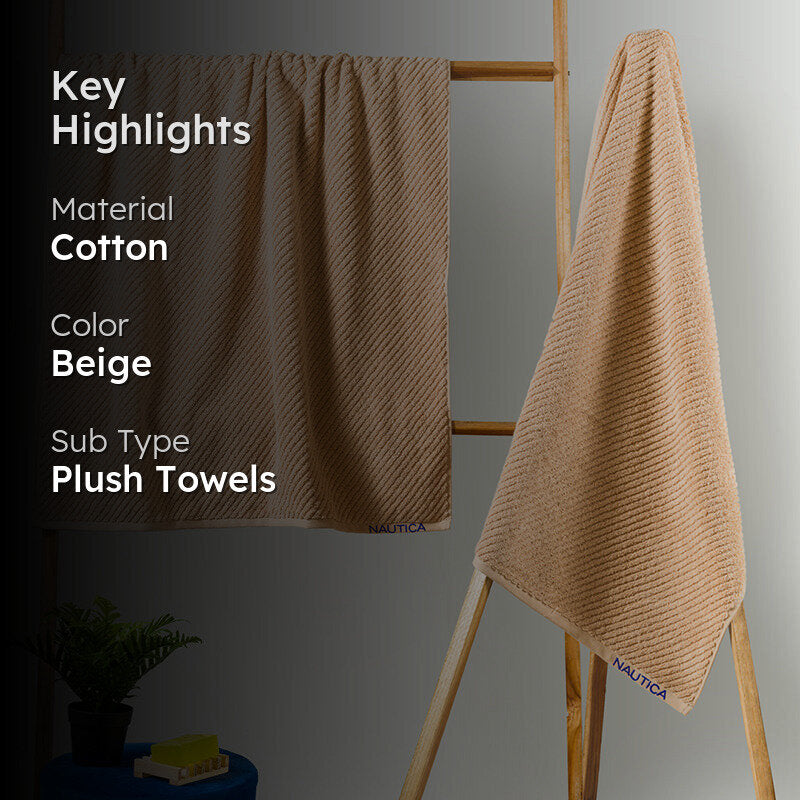 Nautica Riviera Soft Cotton Bath Towel (Beige) - Set Of Two media 2