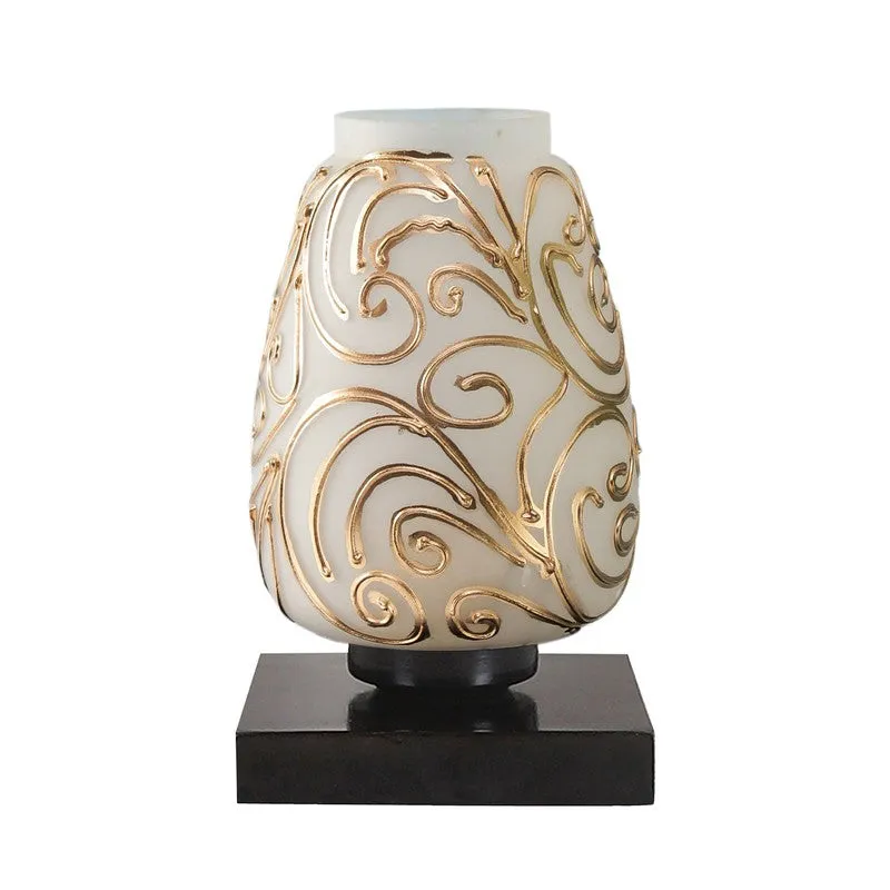 Fleckio Glass Table Lamp With Wooden Base - White & Gold media 5