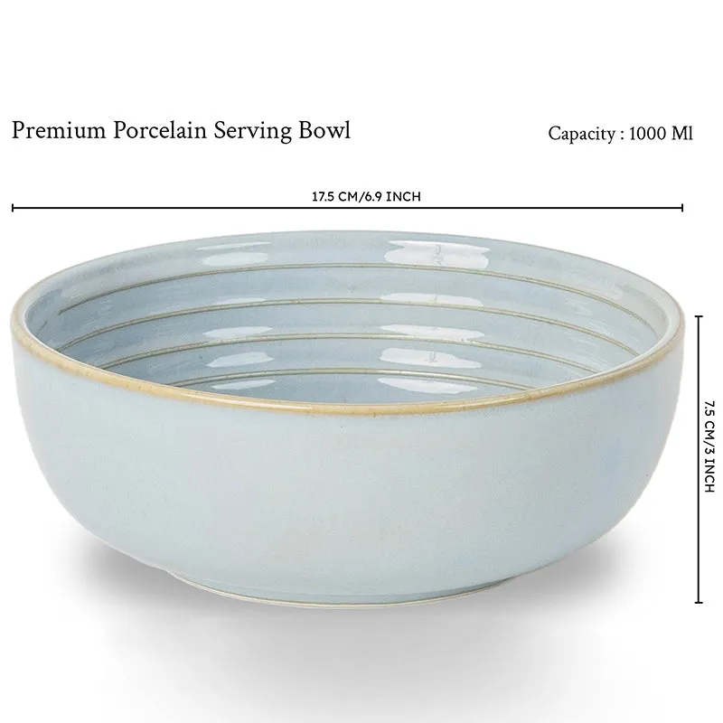 Lilyvein Porcelain Serving Bowl (Ice Blue/1000 mL) - Set Of Two media 8