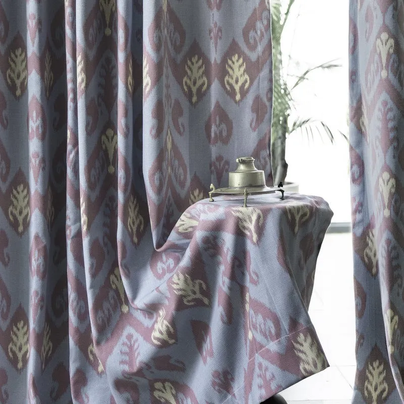 Tranquebar Home Creative Waves Polyester Curtains(Blue,Maroon) - Set Of Two media 1