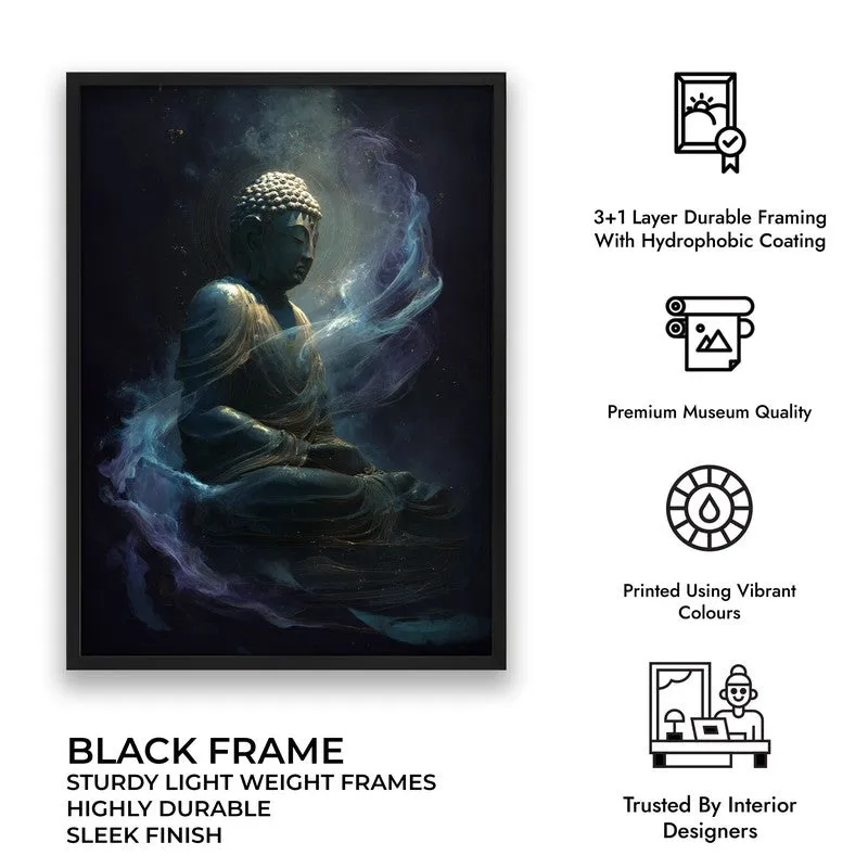 Aura of Awakening Buddha Archival Paper Wall Painting With Black Frame media 9