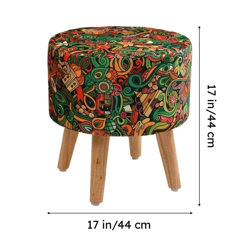 Avira Blueleaf Print Multicolor Engineered Wood Ottomans - Set Of Two media 9