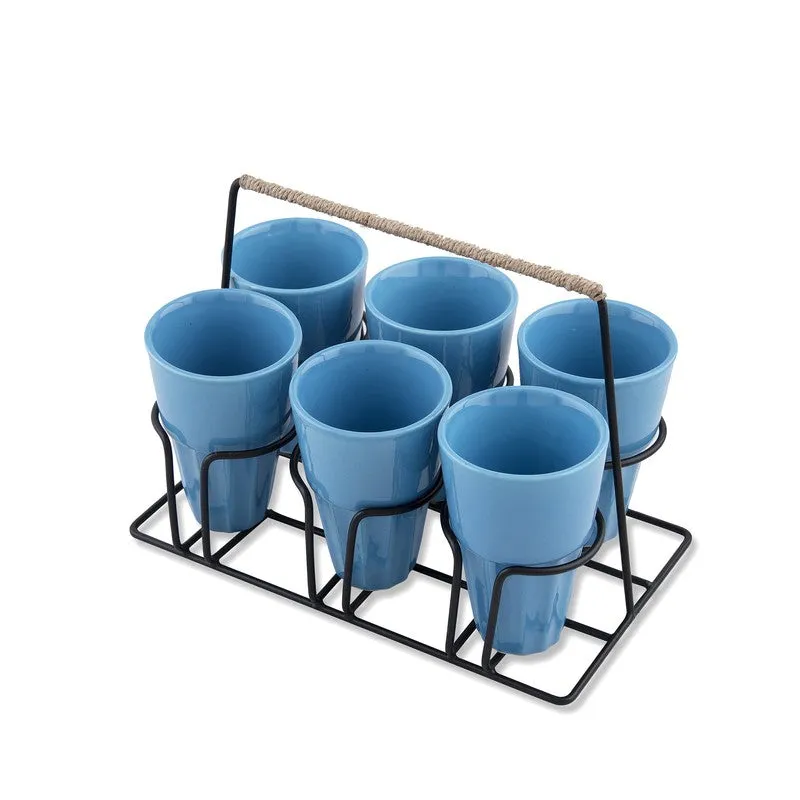 Terra Vibe Kulhad (120 mL,Blue) - Seven Piece Set media 4