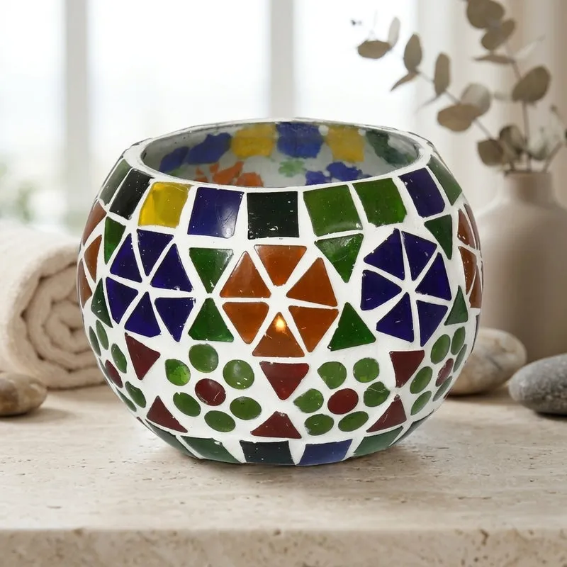 Srishti Mosaic Glass Tealight Candle Holder media 1