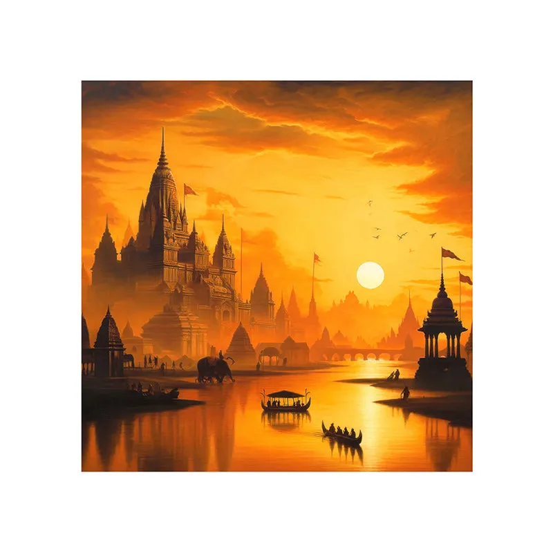Golden City At Sunset Poly Canvas Wall Painting media 4