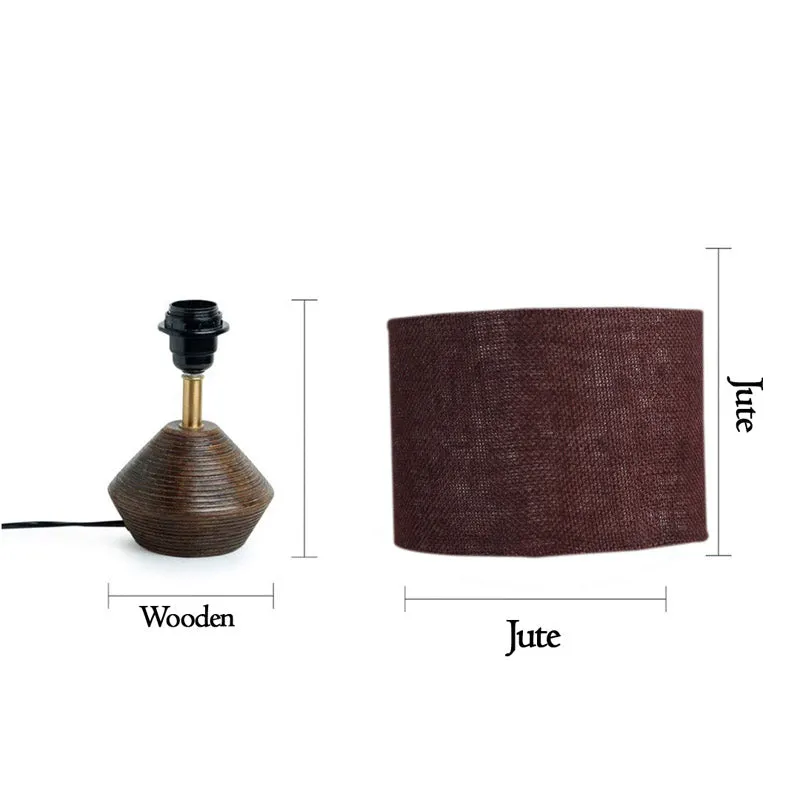 Yami Wooden Table Lamp With Jute Shade - Brown media 5
