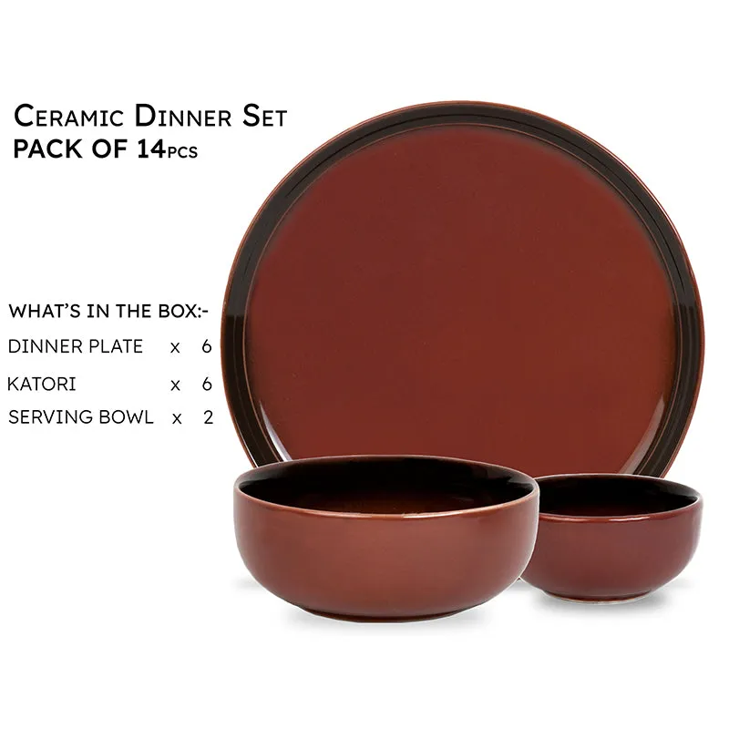 Caspian Porcelain Dinner Set (Maroon) - 14 Piece Set media 3