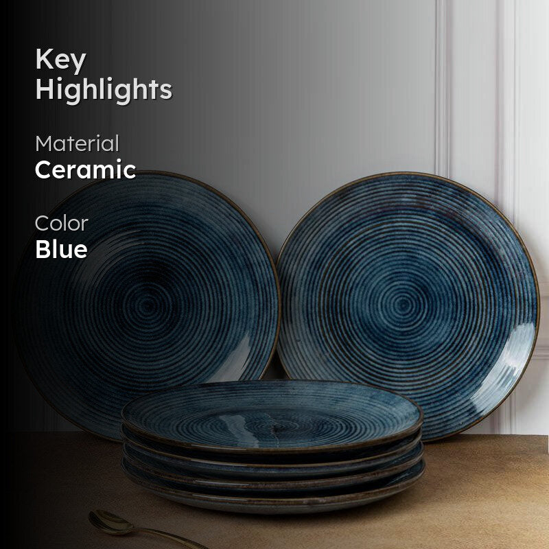 Meghneel Handmade Dinner Plate (Blue) - Set of Six media 2
