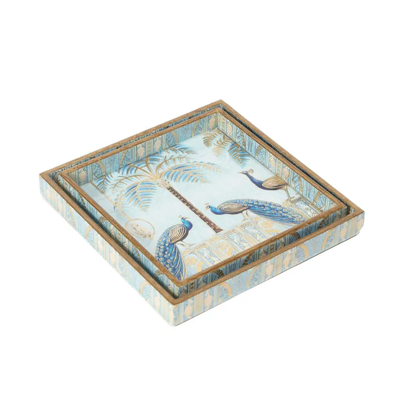 Mayura Neela Square Serving Tray - Set Of Two media 7
