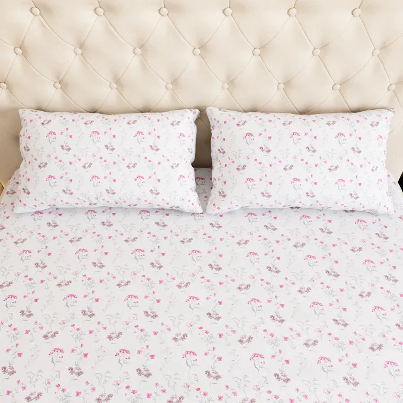 Orchard Floral Cotton Bedsheet (Pink) - 180 TC media 5