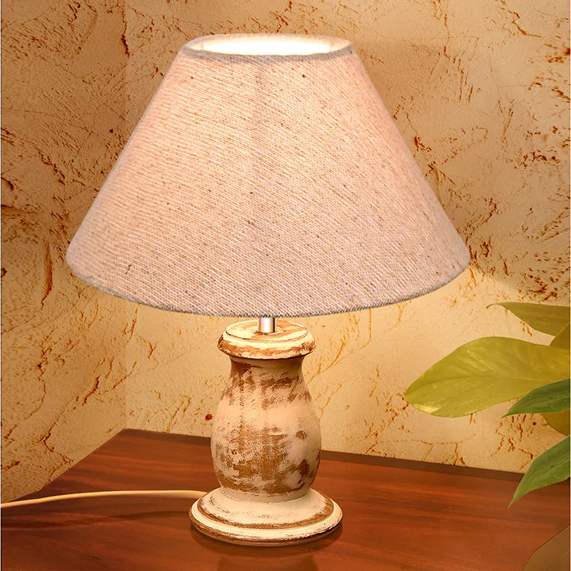 Elahim Rustic Wooden Table Lamp - Grey,White media 3