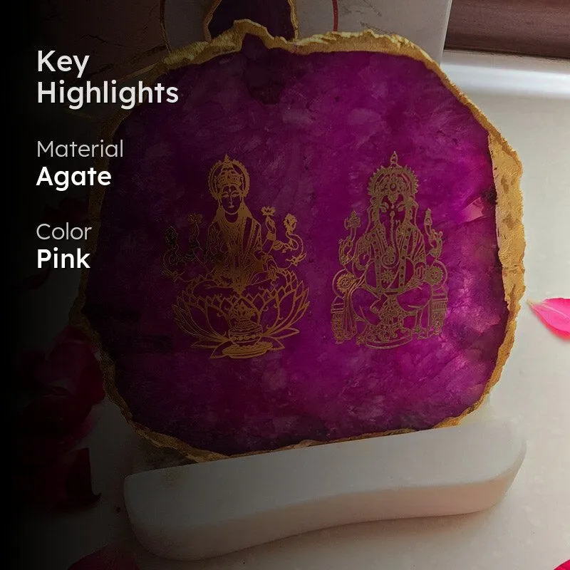 Festive Ganesha Laxmi Tealight Candle Holder - Pink media 2