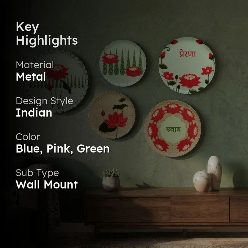 Lotus Harmony Metal Wall Plates - Set of Five media 2
