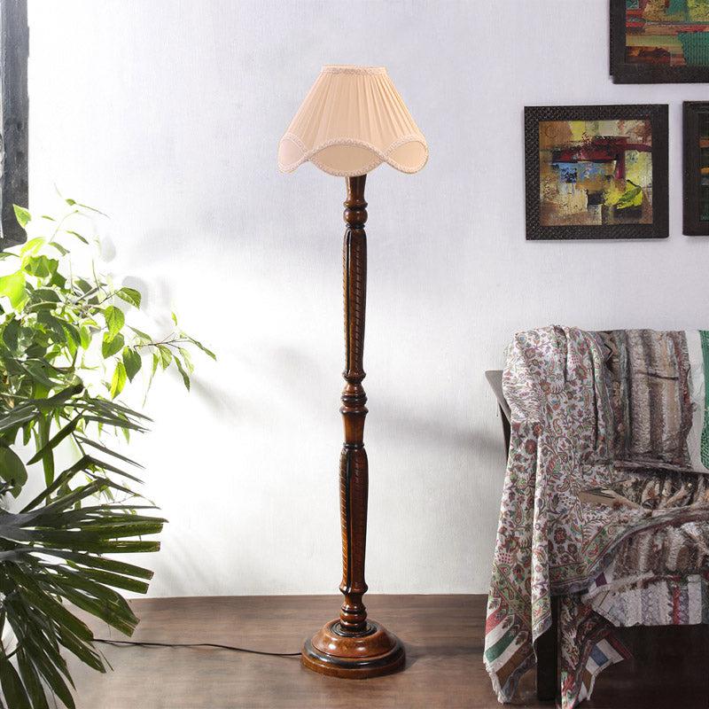 Hima Vintage Wave Wooden Floor Lamp - White media 3