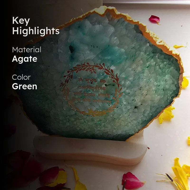 Festive Gayatri Mantra Tealight Candle Holder - Green media 2