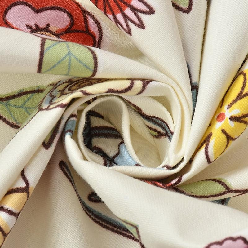 Fleur Floral Microfiber Bedsheet (White & Green) - 130 GSM media 4
