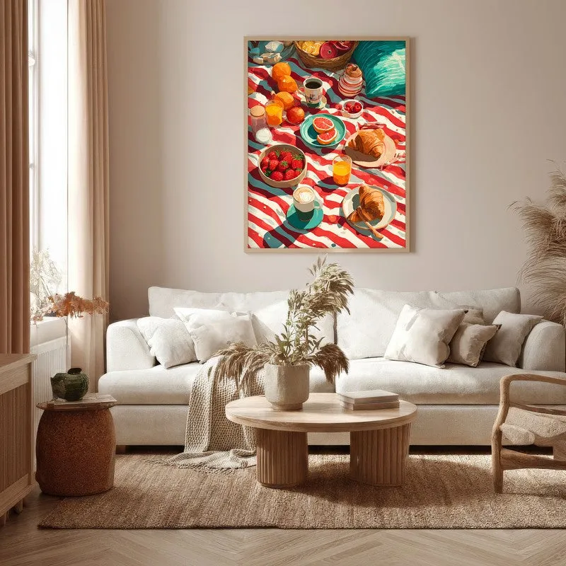 Sunstripe Feast Canvas Wall Painting - Brown Frame media 5