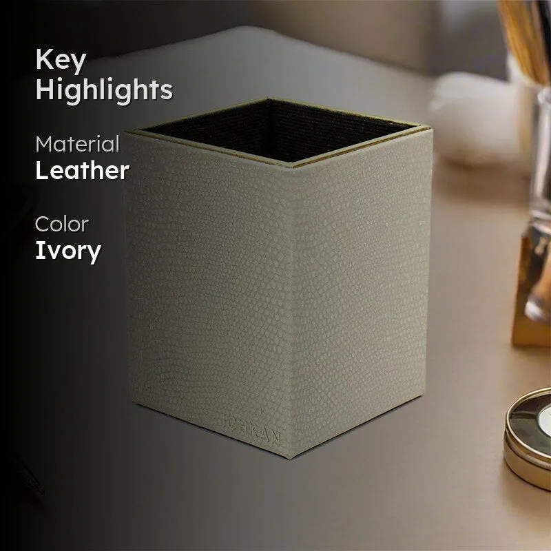 Tisquo Faux Leather Pen Stand - Ivory media 2