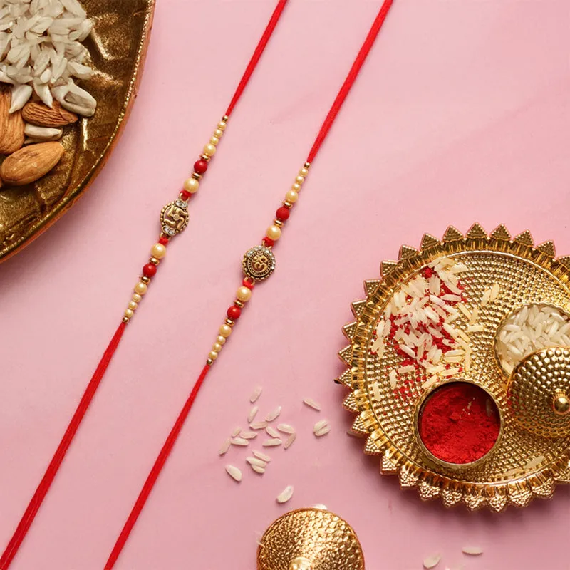 Swastik Rakhi with Roli Chawal - Three Piece Set media 3