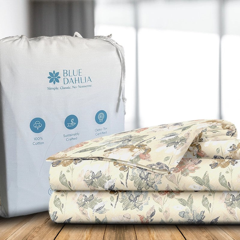 Teva Vintage Flora  Cotton Bedsheet (Biege) - 254 TC media 7