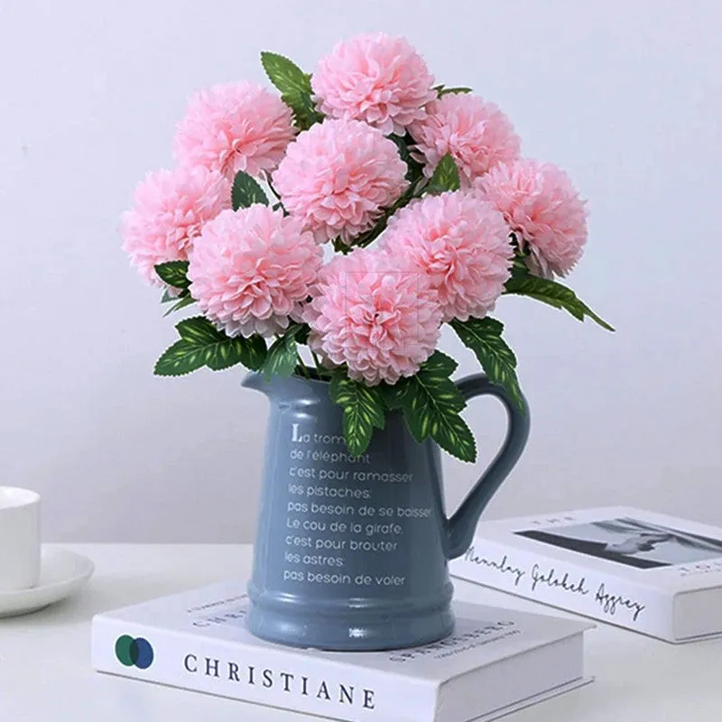 Hortensia Chrysanthemum Silk Artificial Flower Sticks - Pink media 1