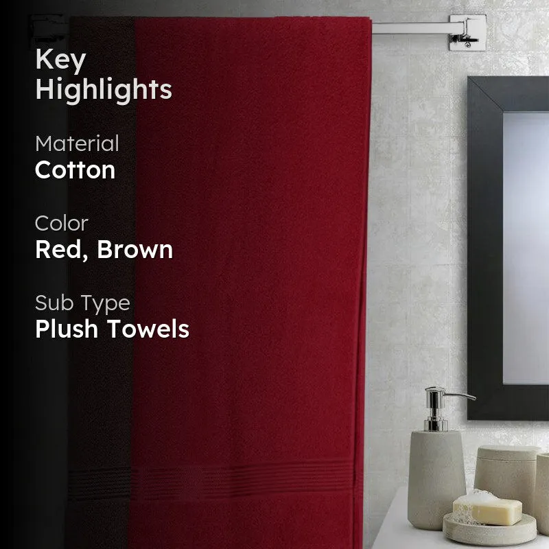 Reffy Bath Towel (Red& Brown) - Set Of Two media 2