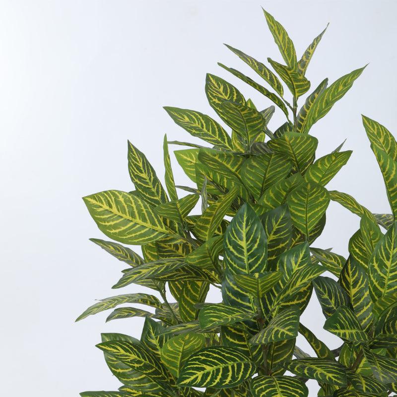 Faux Yellow Zebra Plant With Black Plastic Pot - 3.94 ft media 5