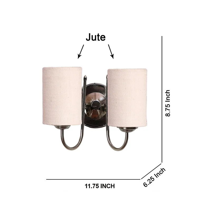 Veda Duo Cylindrical Fabric & Metal Wall Lamp - White media 5