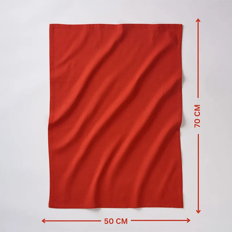 Sophistitch Solid Cotton Kitchen Towel (Terracotta Red) - Set Of Two media 5