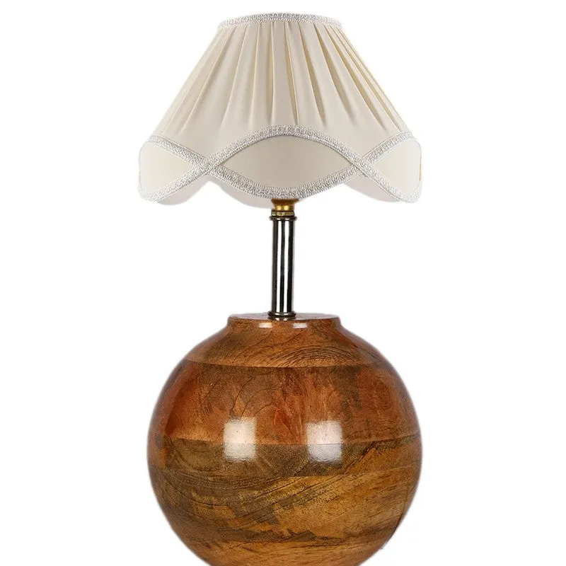 Flamoryn Cotton Table Lamp With Wooden Base - Ivory media 6