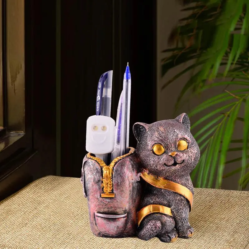 Meow & Mark Painted Polyresin Pen Stand - Copper media 1