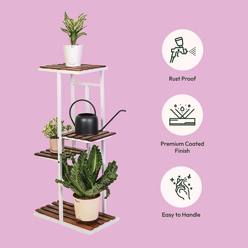 Florencia Stand Five Tier Metal Plant Stand - Brown & White media 3