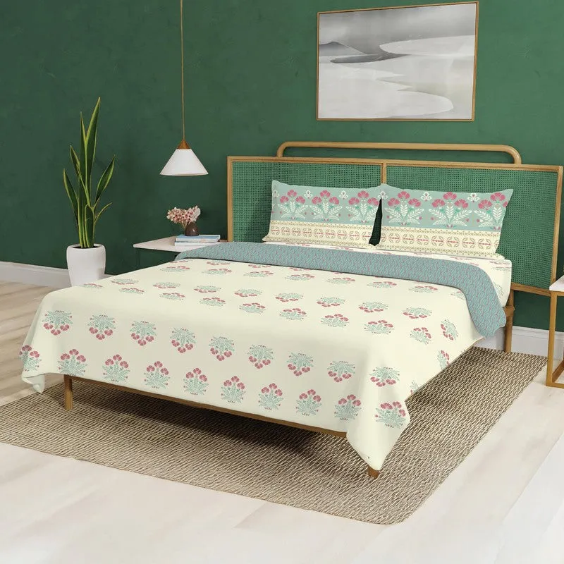Urban Space Ethnic Blue Cotton Bedding Set (200 TC) - Four Piece Set media 1
