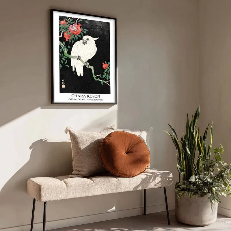 Cockatoo And Pomegranate Ohara Koson Archival Canvas Wall Painting - Black Frame media 4