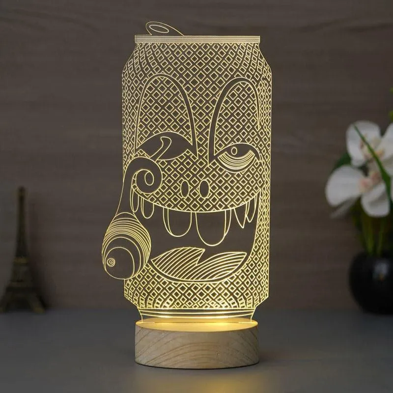 Abstract Can Luminance LED Acrylic Table Lamp - Brown media 1