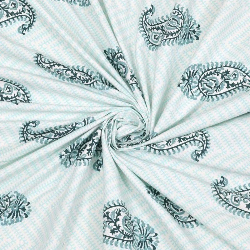 Vineva Cotton Bedsheet (Blue,White) - 240 TC media 5