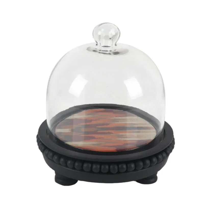 Tavira Mango Wood Cake Stand With Dome- Glass Cover media 3
